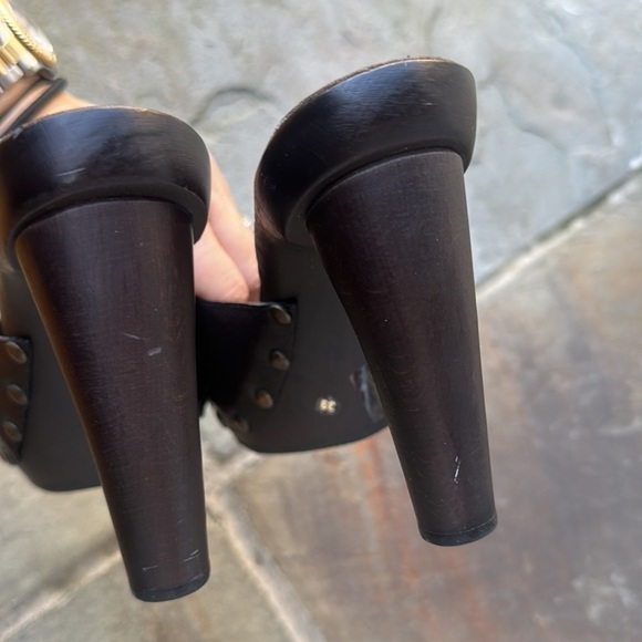 Costume National Brown platform Leather & Wood sandals 39 - Picture 6 of 10